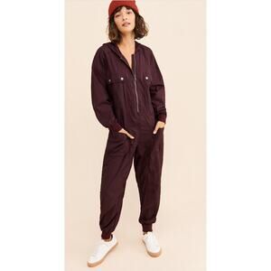 FREE PEOPLE Speak My Language Runsie in Red Night Size S